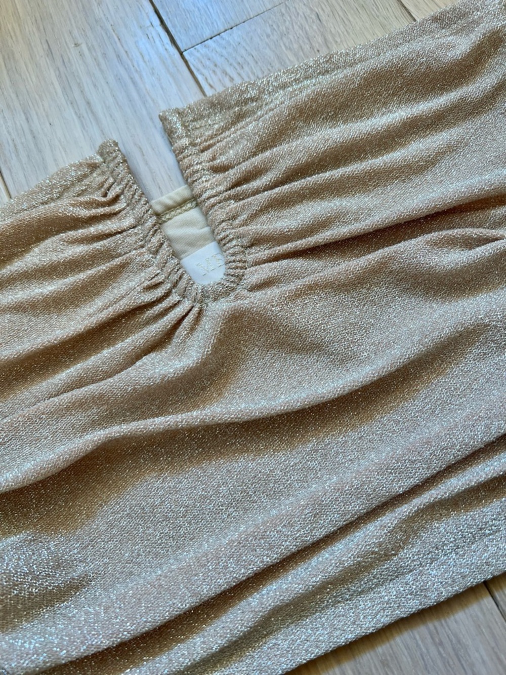 Meshki Crop Top Tube Strapless Gold Shimmery Small - Picture 4 of 7